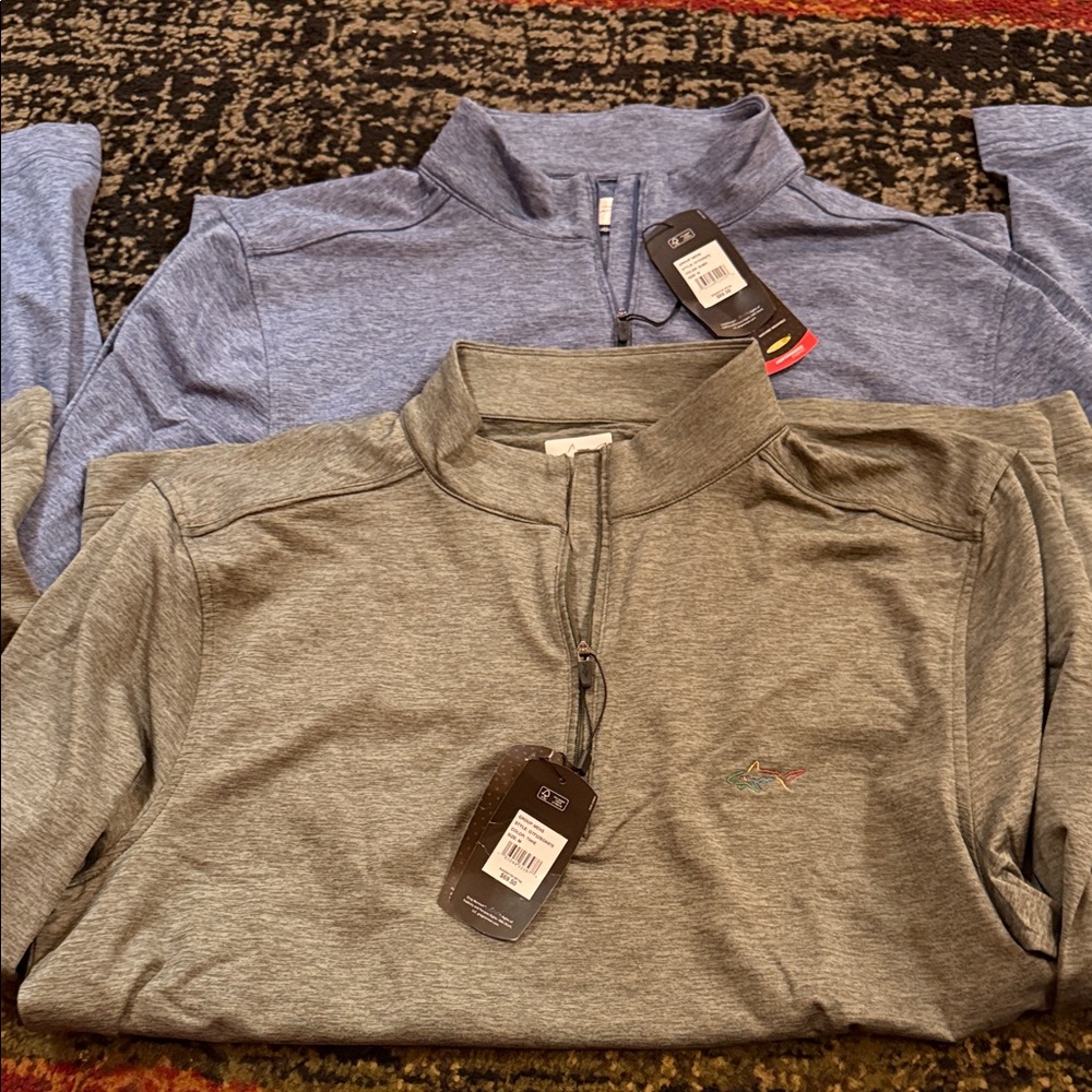 Men's Quarter-Zip Pullover Set - Blue and Green Medium New Greg Norman